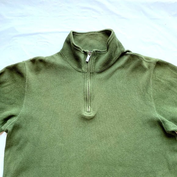 Eddie Bauer Sweater Mens Small Green 1/4 Zip Mock Pullover Long Sleeve Outdoor - Picture 4 of 12